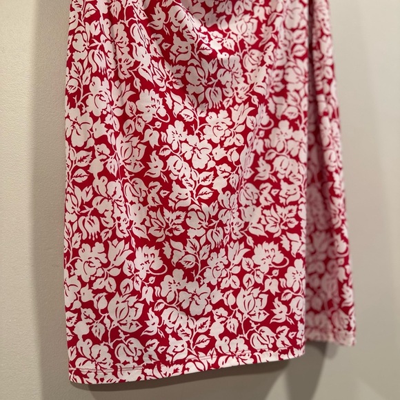 Lauren Ralph Lauren Berry Red Cream White Floral Print Fitted Dress Size 6 NWT - Picture 8 of 14
